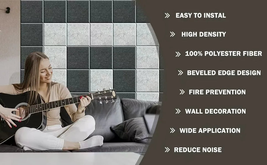 Felt Acoustic Wall Panels – Soundproof Noise Reduction Tiles