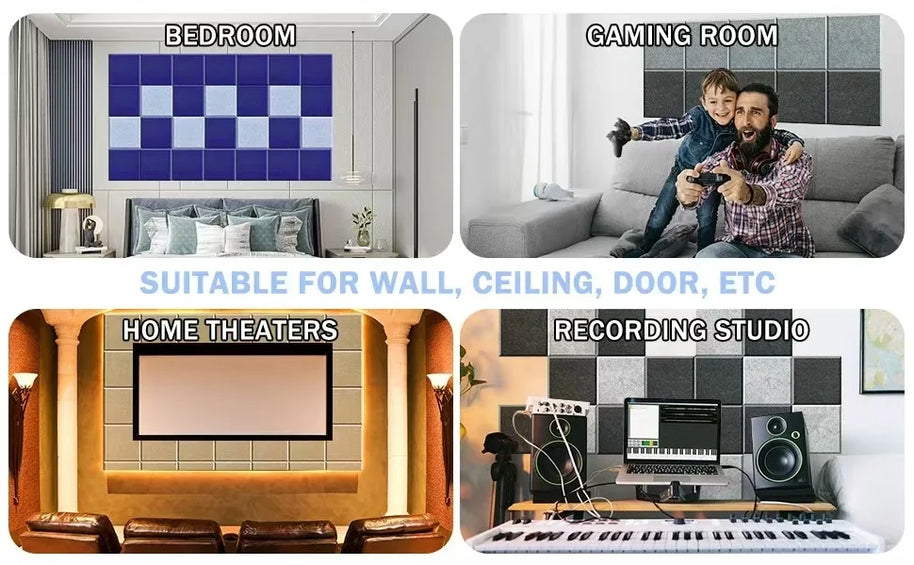 Felt Acoustic Wall Panels – Soundproof Noise Reduction Tiles