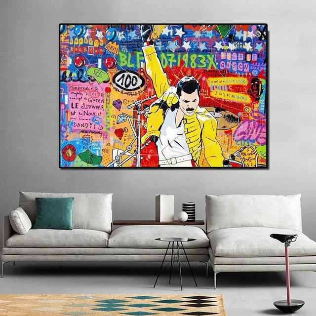 Abstract Banksy Rockstar Canvas Wall Hanging Art-MinimalisticDecor.com