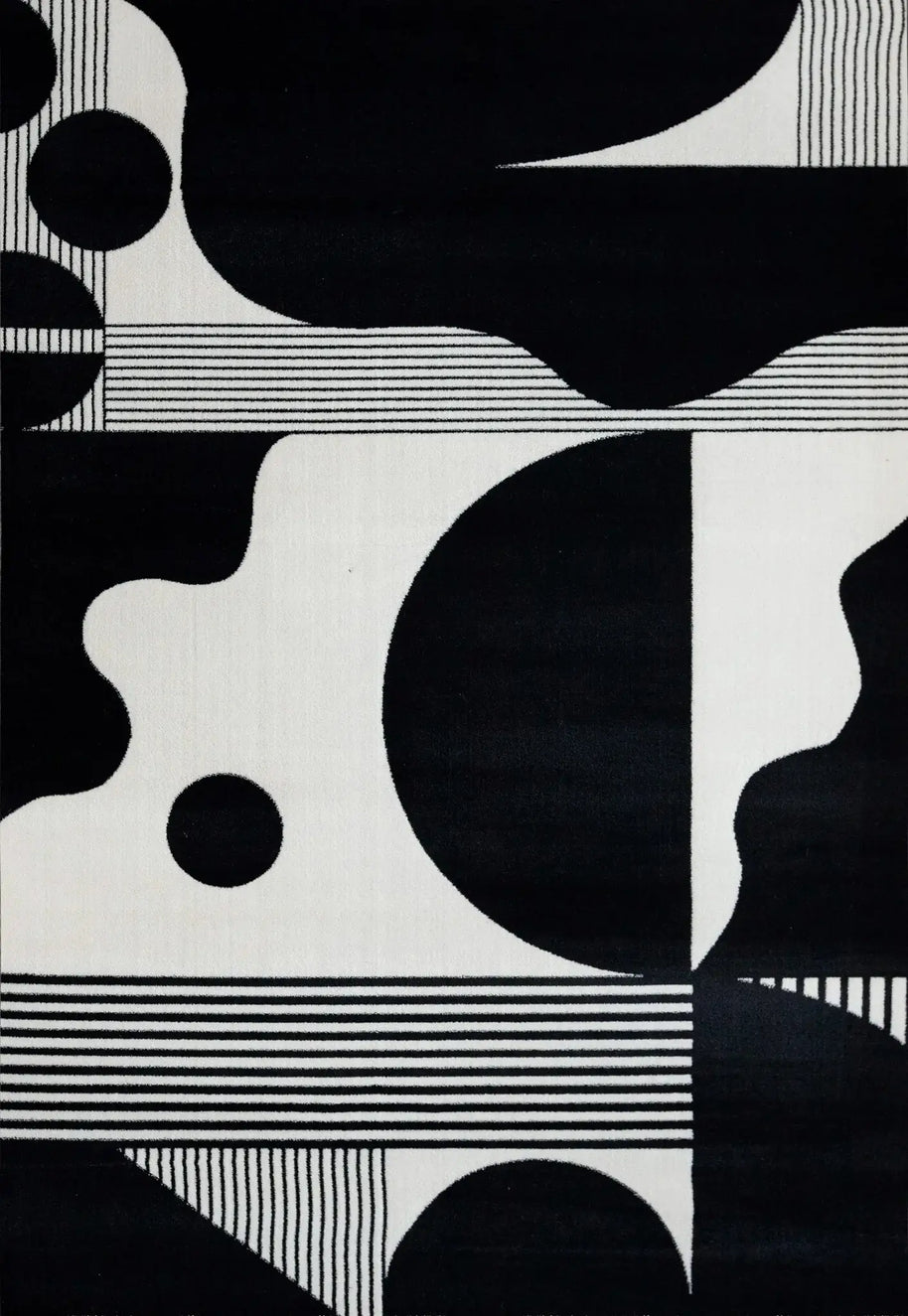 Abstract Black & White High Pile Tufted Rug-MinimalisticDecor.com