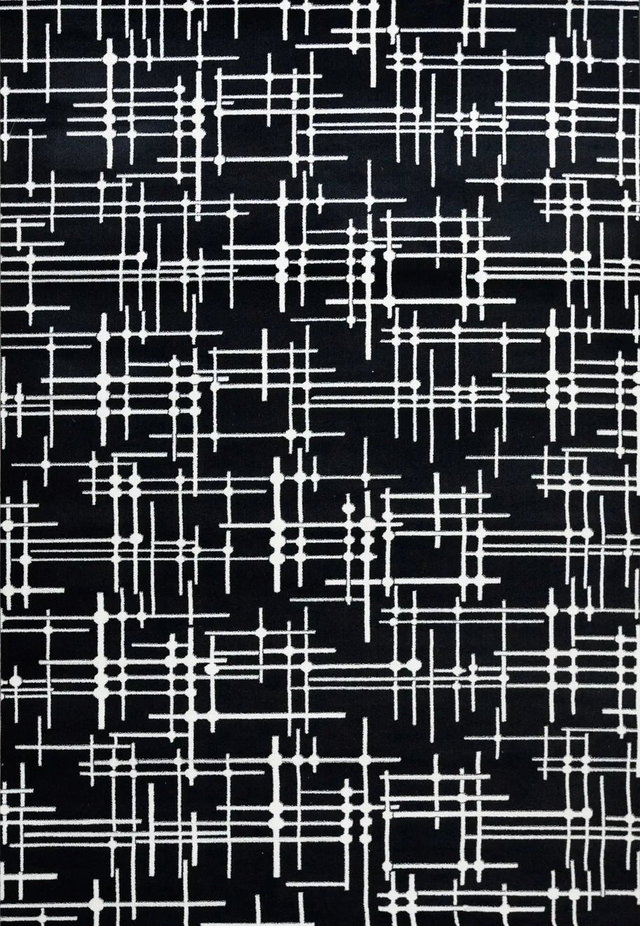 Abstract Black & White High Pile Tufted Rug-MinimalisticDecor.com