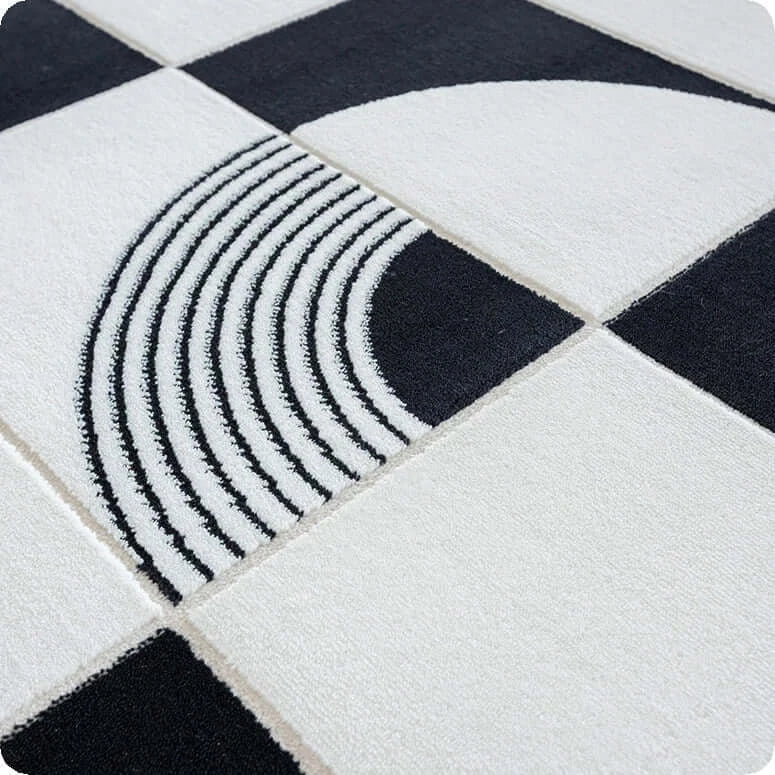 Abstract Black & White High Pile Tufted Rug-MinimalisticDecor.com