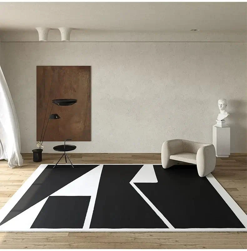 Abstract Black & White High Pile Tufted Rug-MinimalisticDecor.com