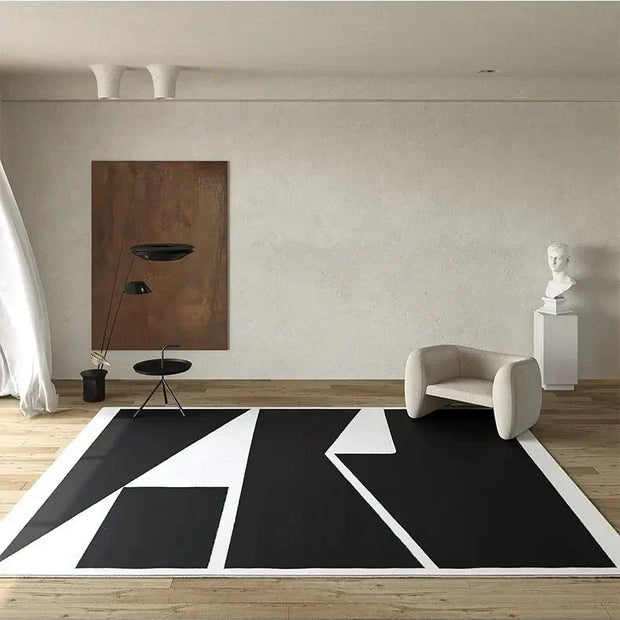 Abstract Black & White High Pile Tufted Rug-MinimalisticDecor.com