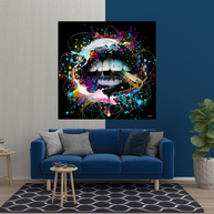 Abstract Graffiti Lips with Bullet Canvas Wall Hanging Art-MinimalisticDecor.com