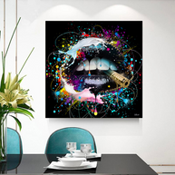 Abstract Graffiti Lips with Bullet Canvas Wall Hanging Art-MinimalisticDecor.com