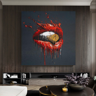 Abstract Red Lips Canvas Wall Art-MinimalisticDecor.com