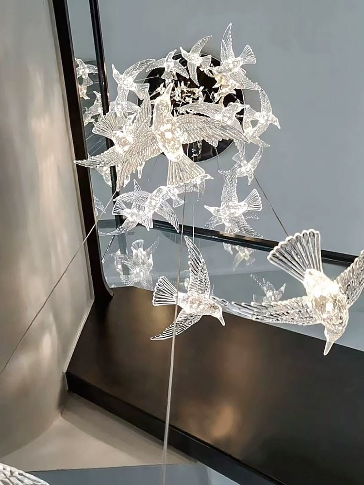 Acrylic Glass humming Birds Chandelier-MinimalisticDecor.com