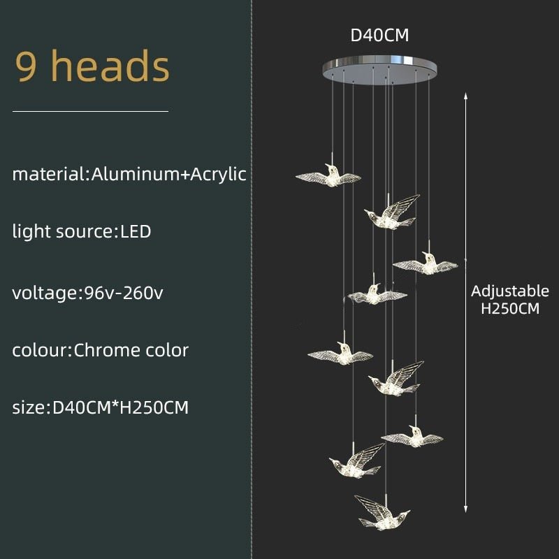 Acrylic Glass humming Birds Chandelier-MinimalisticDecor.com