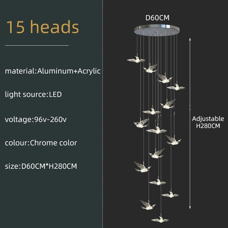 Acrylic Glass humming Birds Chandelier-MinimalisticDecor.com