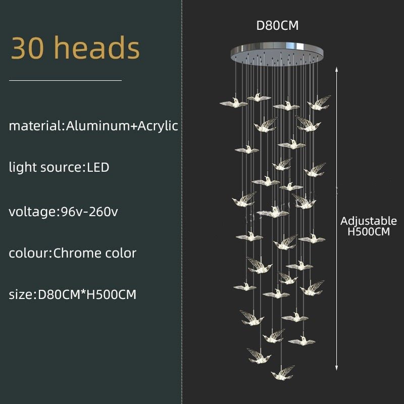 Acrylic Glass humming Birds Chandelier-MinimalisticDecor.com