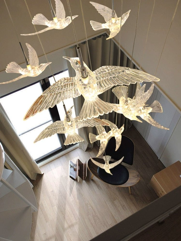 Acrylic Glass humming Birds Chandelier-MinimalisticDecor.com