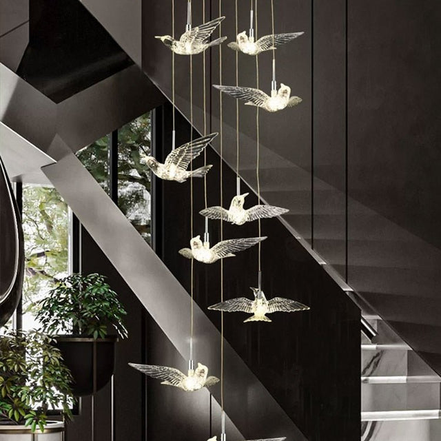 Acrylic Glass humming Birds Chandelier-MinimalisticDecor.com
