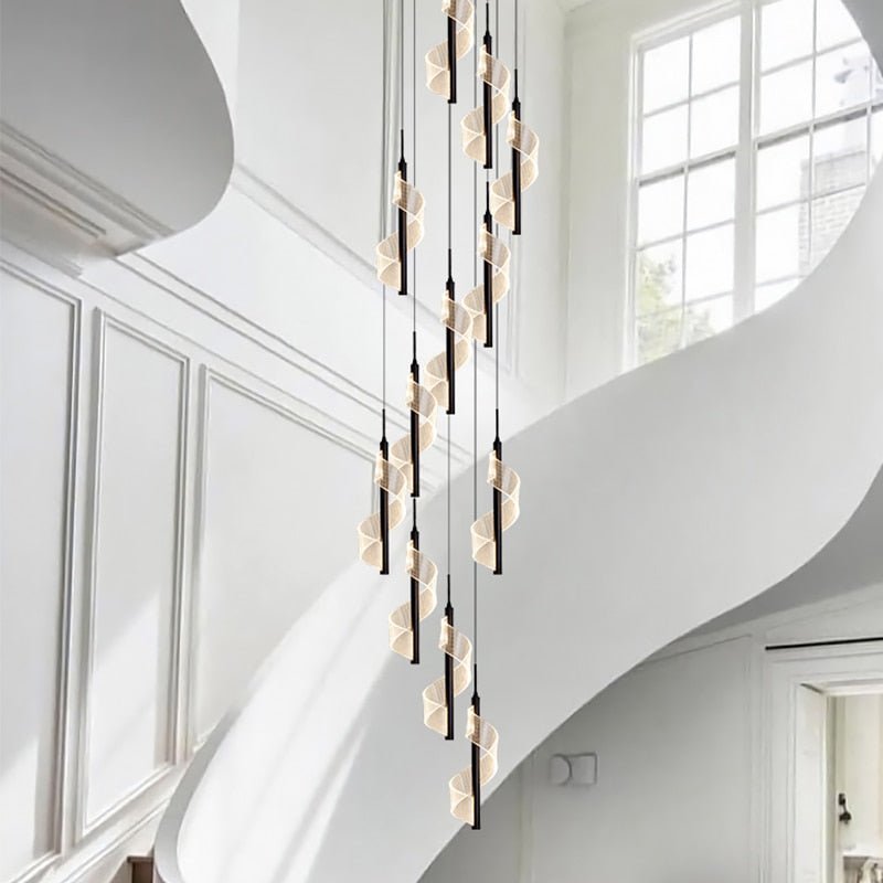 Acrylic Spiral Stairs Chandelier – Lighting for Large Spaces-MinimalisticDecor.com