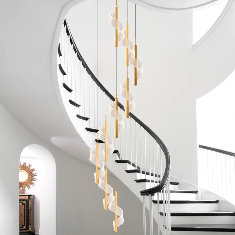 Acrylic Spiral Stairs Chandelier – Lighting for Large Spaces-MinimalisticDecor.com
