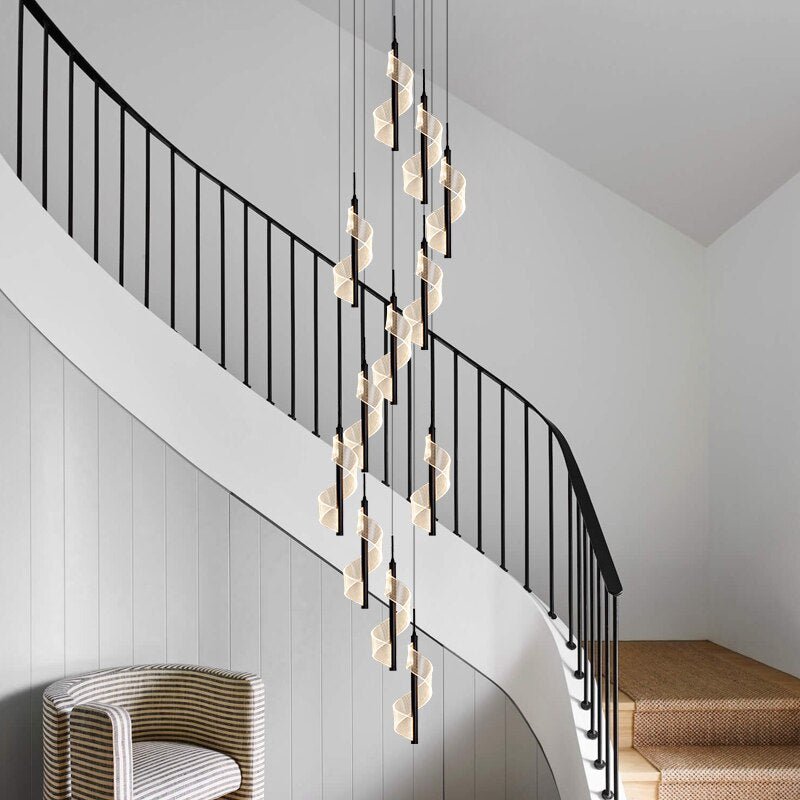 Acrylic Spiral Stairs Chandelier – Lighting for Large Spaces-MinimalisticDecor.com