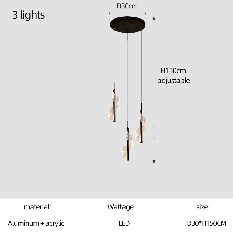 Acrylic Spiral Stairs Chandelier – Lighting for Large Spaces-MinimalisticDecor.com