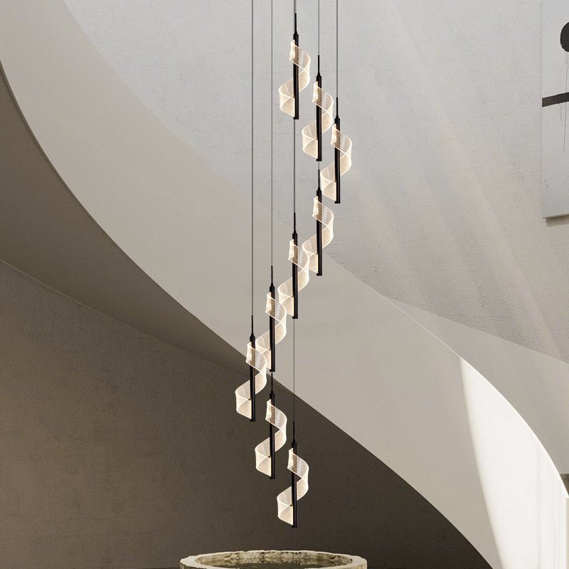 Acrylic Spiral Stairs Chandelier – Lighting for Large Spaces-MinimalisticDecor.com