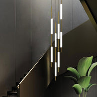 Acrylic Tubes Stairs Chandelier – Modern Long Tube Pendant for High Ceilings-MinimalisticDecor.com