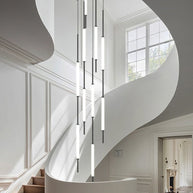 Acrylic Tubes Stairs Chandelier – Modern Long Tube Pendant for High Ceilings-MinimalisticDecor.com