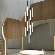 Acrylic Tubes Stairs Chandelier – Modern Long Tube Pendant for High Ceilings-MinimalisticDecor.com