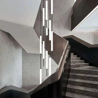 Acrylic Tubes Stairs Chandelier – Modern Long Tube Pendant for High Ceilings-MinimalisticDecor.com