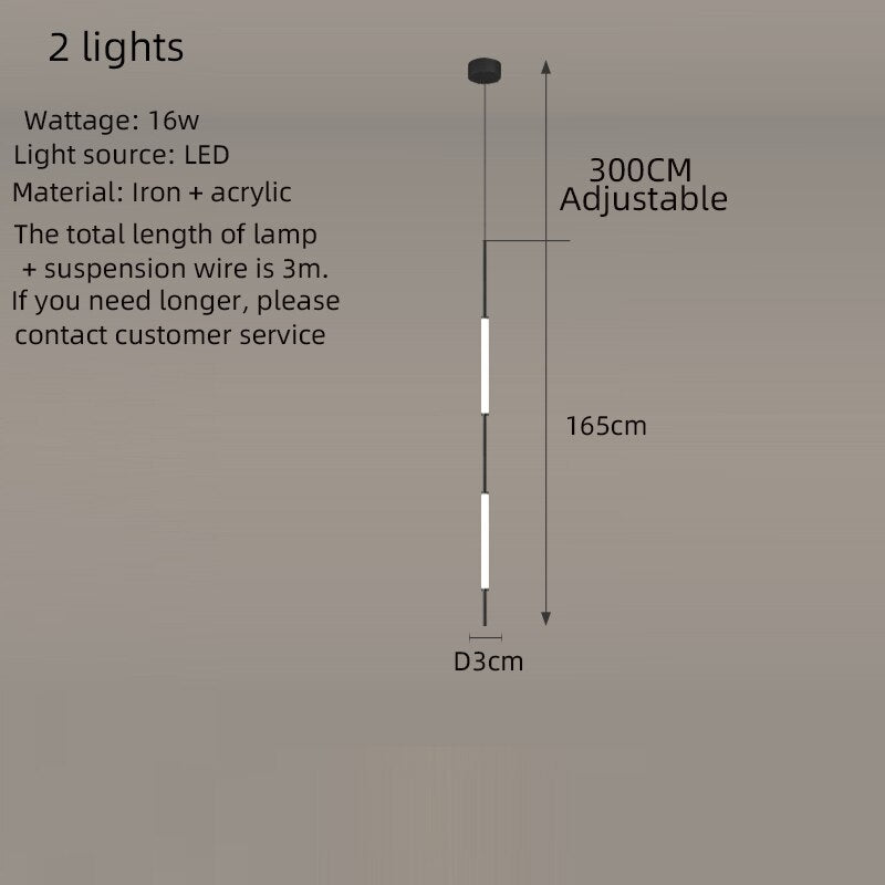 Acrylic Tubes Stairs Chandelier – Modern Long Tube Pendant for High Ceilings-MinimalisticDecor.com