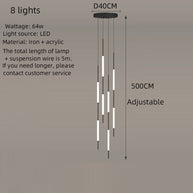 Acrylic Tubes Stairs Chandelier – Modern Long Tube Pendant for High Ceilings-MinimalisticDecor.com