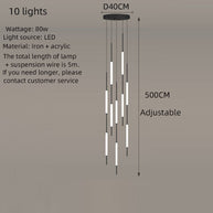 Acrylic Tubes Stairs Chandelier – Modern Long Tube Pendant for High Ceilings-MinimalisticDecor.com