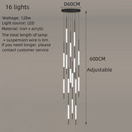 Acrylic Tubes Stairs Chandelier – Modern Long Tube Pendant for High Ceilings-MinimalisticDecor.com