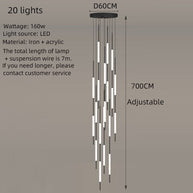 Acrylic Tubes Stairs Chandelier – Modern Long Tube Pendant for High Ceilings-MinimalisticDecor.com