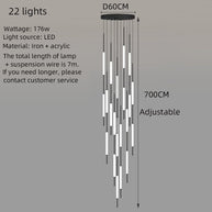 Acrylic Tubes Stairs Chandelier – Modern Long Tube Pendant for High Ceilings-MinimalisticDecor.com
