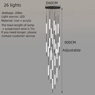 Acrylic Tubes Stairs Chandelier – Modern Long Tube Pendant for High Ceilings-MinimalisticDecor.com