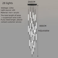 Acrylic Tubes Stairs Chandelier – Modern Long Tube Pendant for High Ceilings-MinimalisticDecor.com