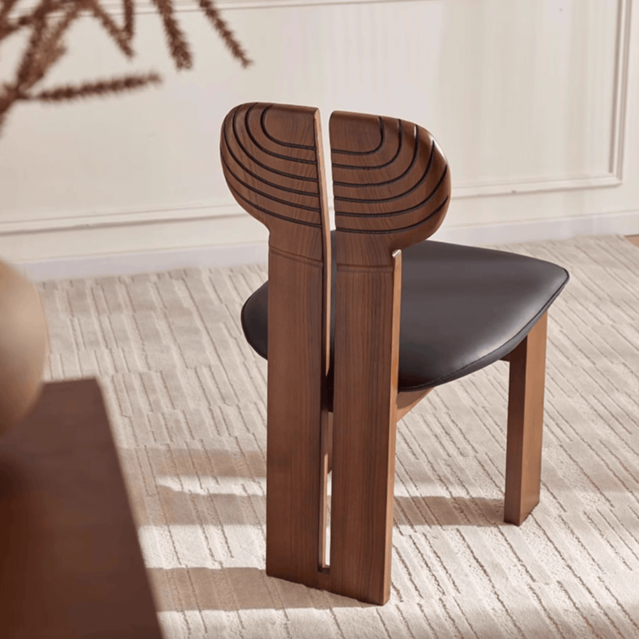 Afro Design Dining Chairs – Solid Walnut Wood Construction-MinimalisticDecor.com