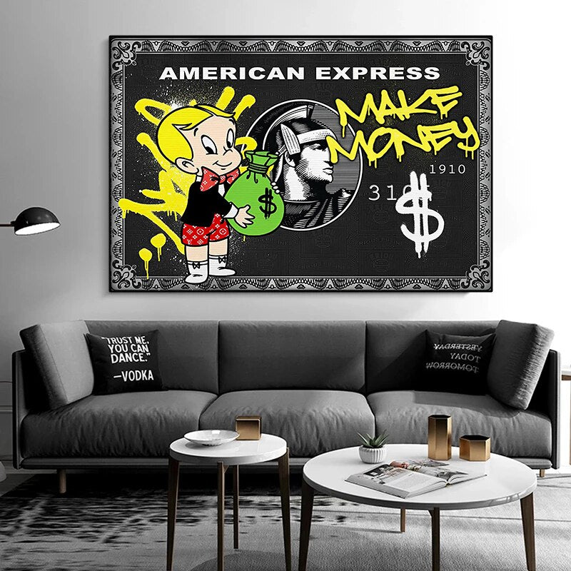 Alec Graffiti Monopoly Make Money Canvas Wall Art-MinimalisticDecor.com