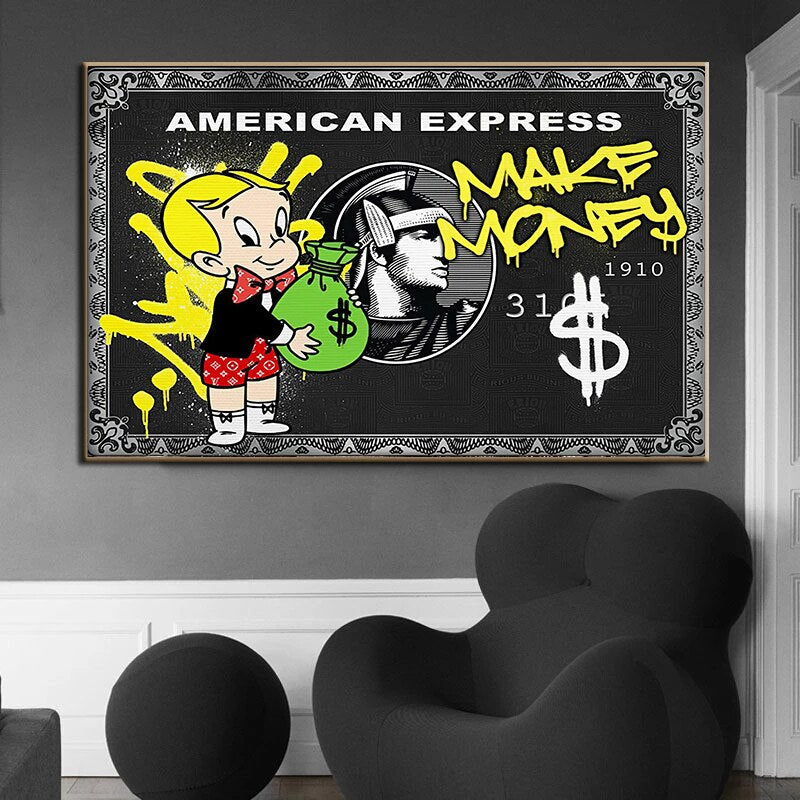 Alec Graffiti Monopoly Make Money Canvas Wall Art-MinimalisticDecor.com
