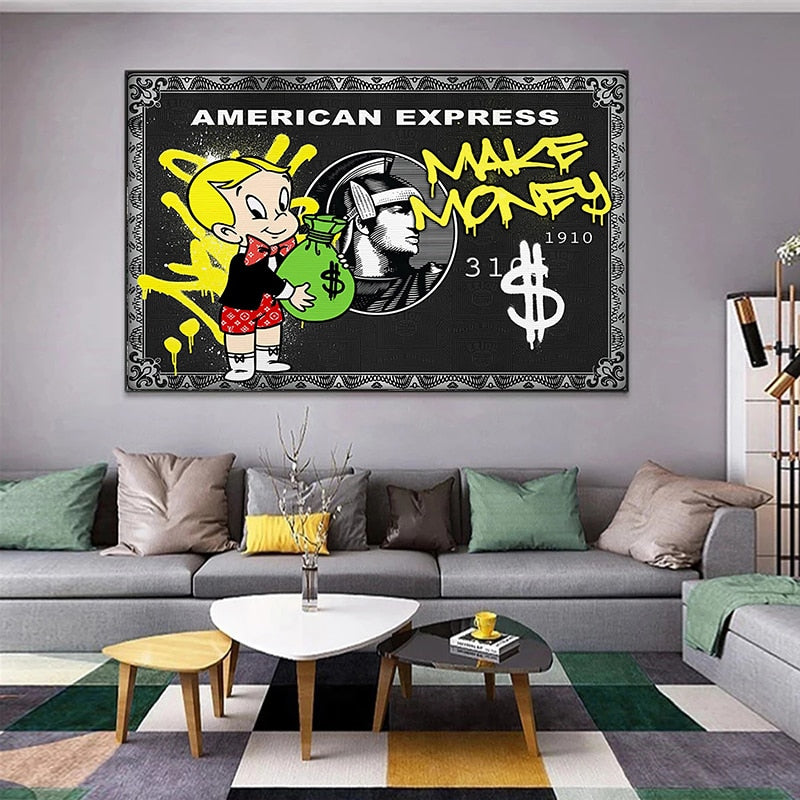 Alec Graffiti Monopoly Make Money Canvas Wall Art-MinimalisticDecor.com