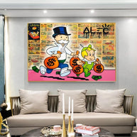 Alec Graffiti Monopoly Millionaire Canvas Wall Art-MinimalisticDecor.com