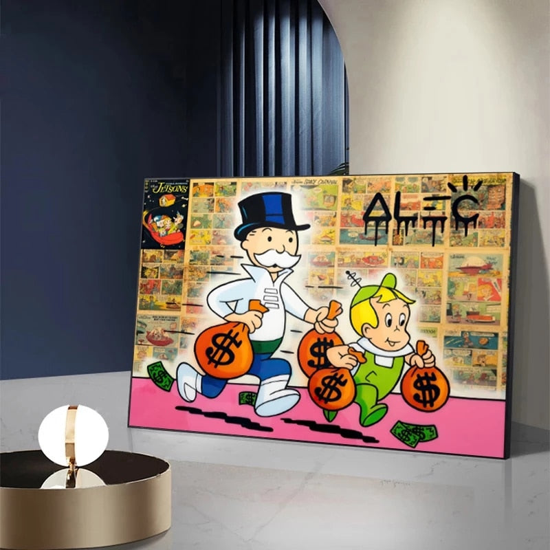 Alec Graffiti Monopoly Millionaire Canvas Wall Art-MinimalisticDecor.com
