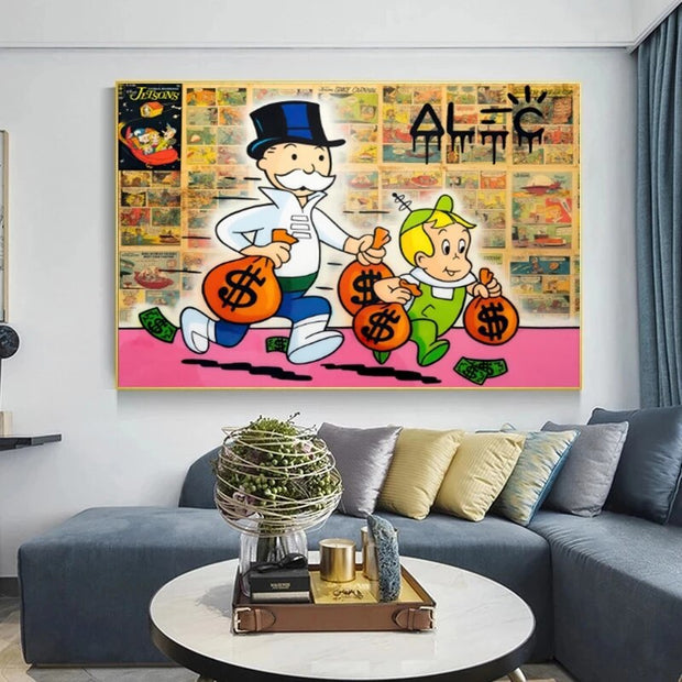 Alec Graffiti Monopoly Millionaire Canvas Wall Art-MinimalisticDecor.com