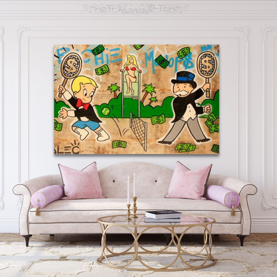 Alec Monopoly and Richie Playing Canvas Wall Art-MinimalisticDecor.com