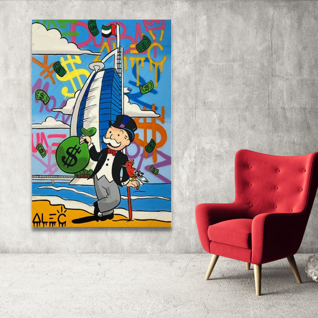 Alec Monopoly at Burj Dubai Canvas Wall Art-MinimalisticDecor.com