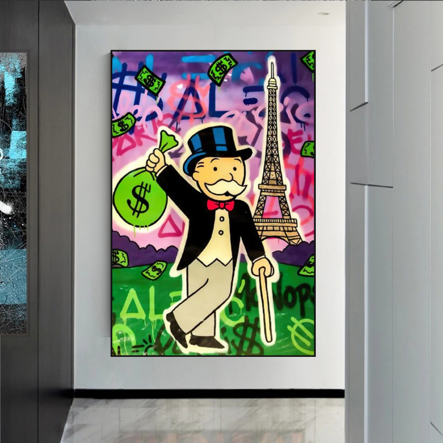 Alec Monopoly Eiffel Tower Canvas Wall Art-MinimalisticDecor.com