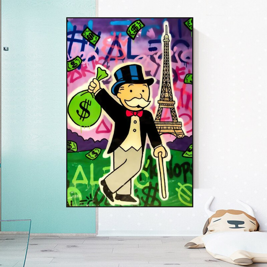 Alec Monopoly Eiffel Tower Canvas Wall Art-MinimalisticDecor.com