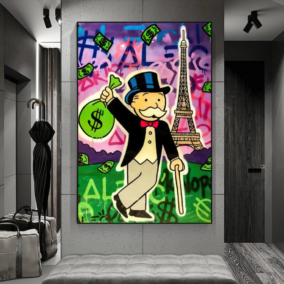 Alec Monopoly Eiffel Tower Canvas Wall Art-MinimalisticDecor.com