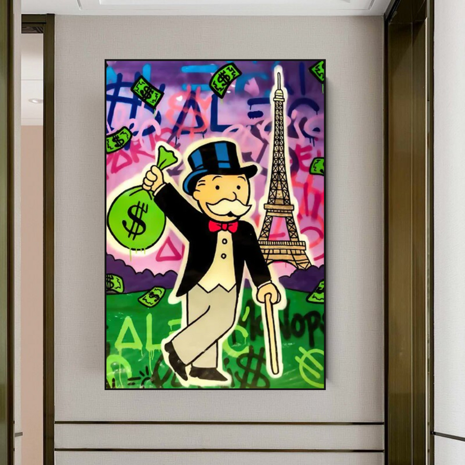 Alec Monopoly Eiffel Tower Canvas Wall Art-MinimalisticDecor.com