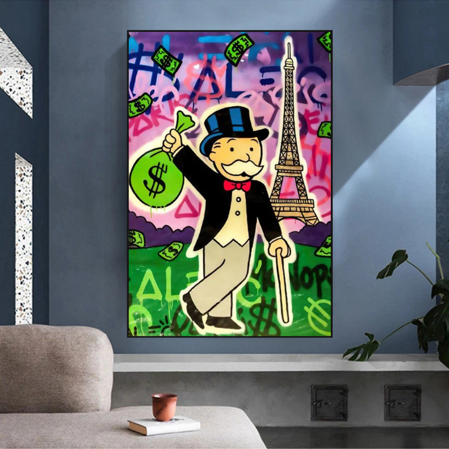 Alec Monopoly Eiffel Tower Canvas Wall Art-MinimalisticDecor.com