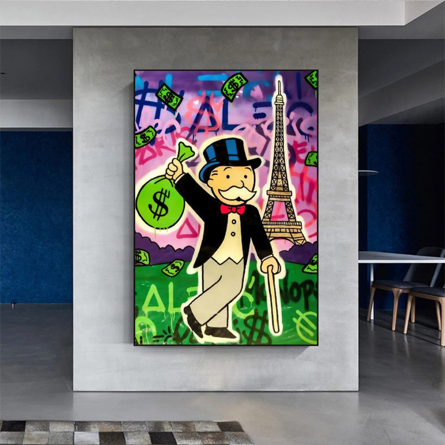 Alec Monopoly Eiffel Tower Canvas Wall Art-MinimalisticDecor.com