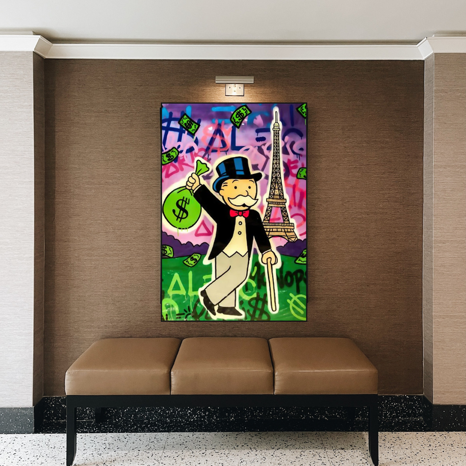 Alec Monopoly Eiffel Tower Canvas Wall Art-MinimalisticDecor.com
